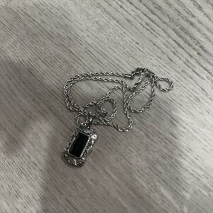 Black stone gold and silver chain